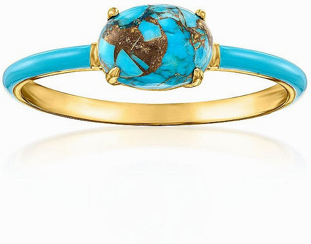 YoYo Ring, goldplattiert, Türkis, Damen - Bild 1