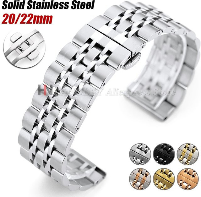 langley Uhrenarmband Edelstahl, sieben Perlen, 20 mm, 22 mm, Herren - Bild 1