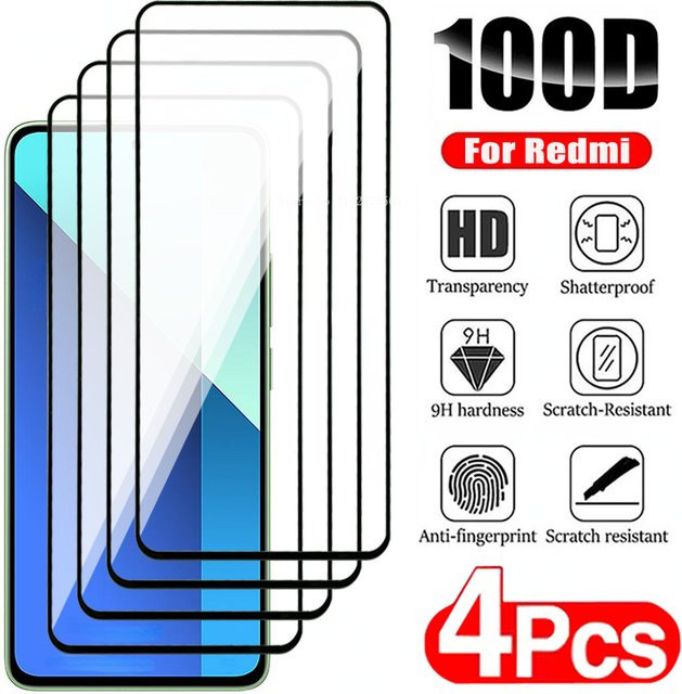 4er-Pack Displayschutzfolie aus Glas für Xiaomi Redmi Note 11 10 9 8 7 Pro und Redmi 10c in Transparent - Bild 1