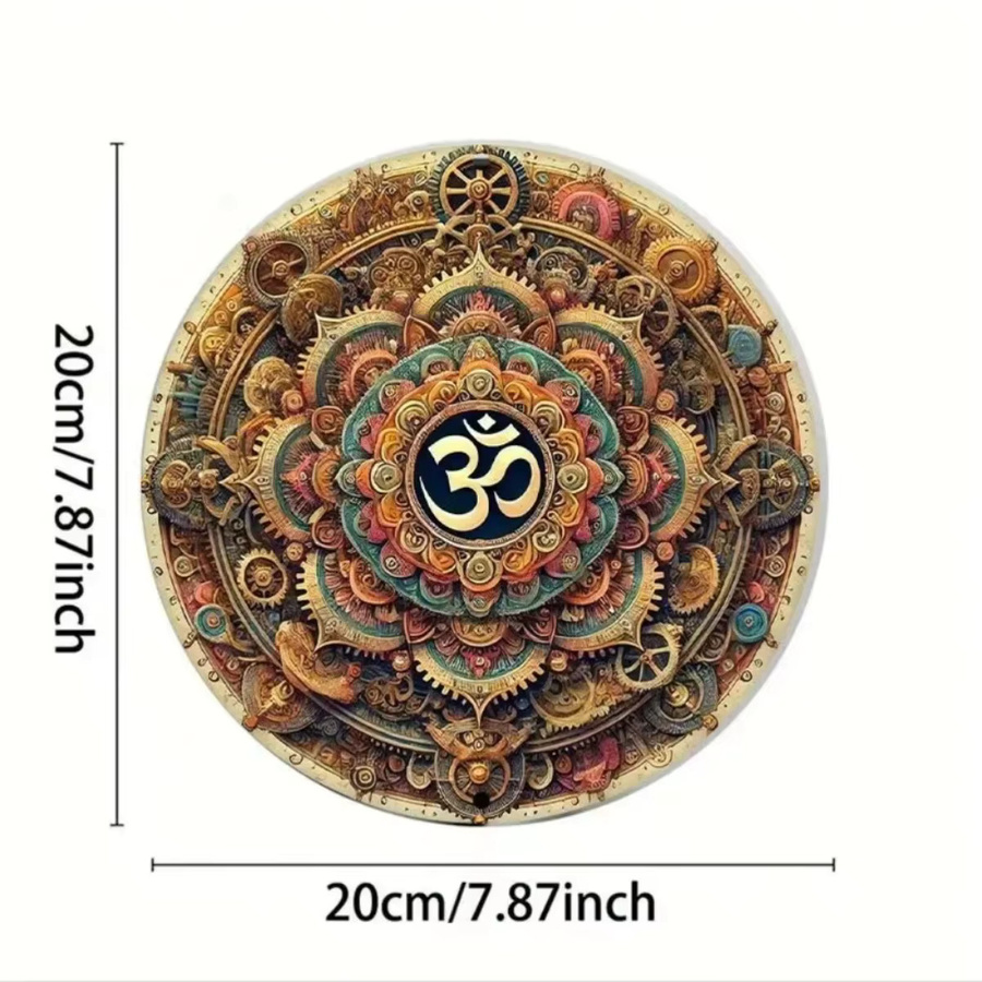 CIFBUY Minimalistisches Om Sanskrit Wandbild aus Holz, Rund, Multicolour, Durchmesser: 20 cm - Bild 2