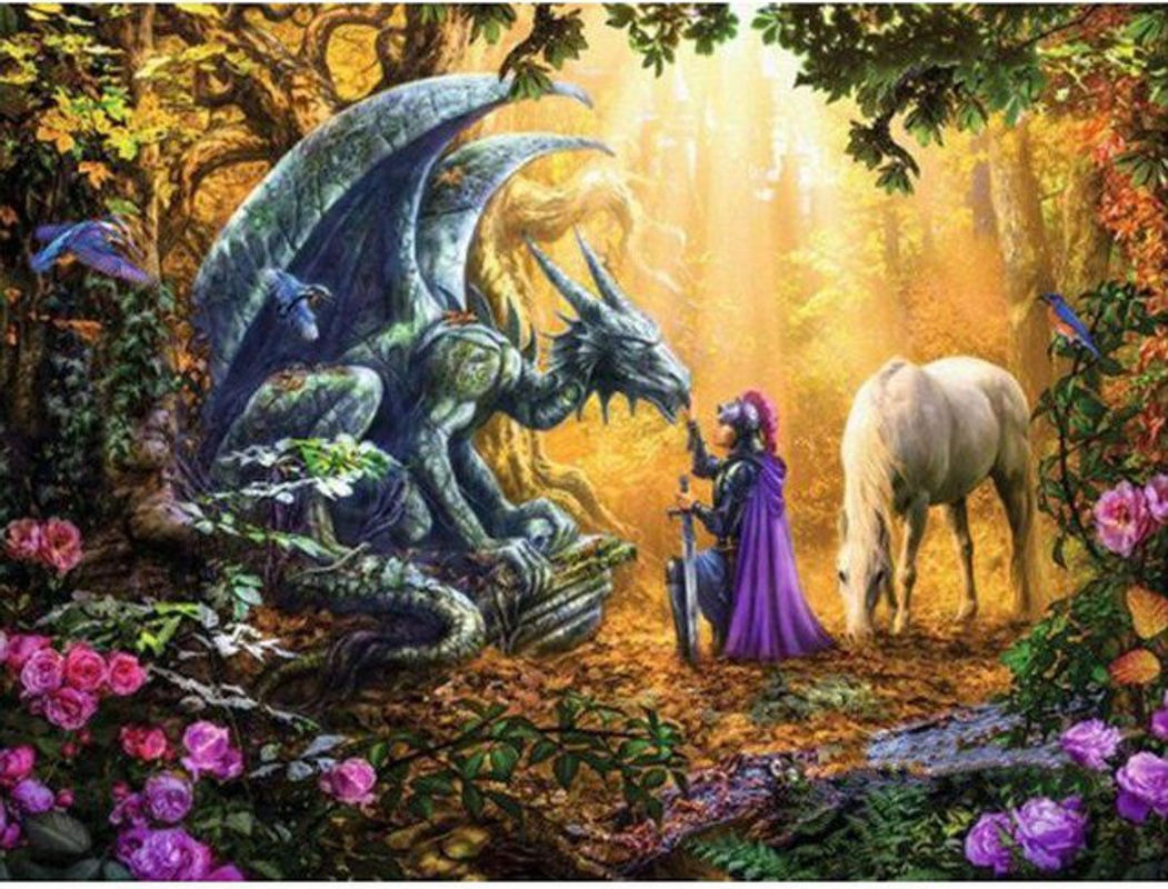 FIYO Diamond Painting Set Heiliger Drache Krieger, Mehrfarbig, B/H: 30 x 20 cm - Bild 1