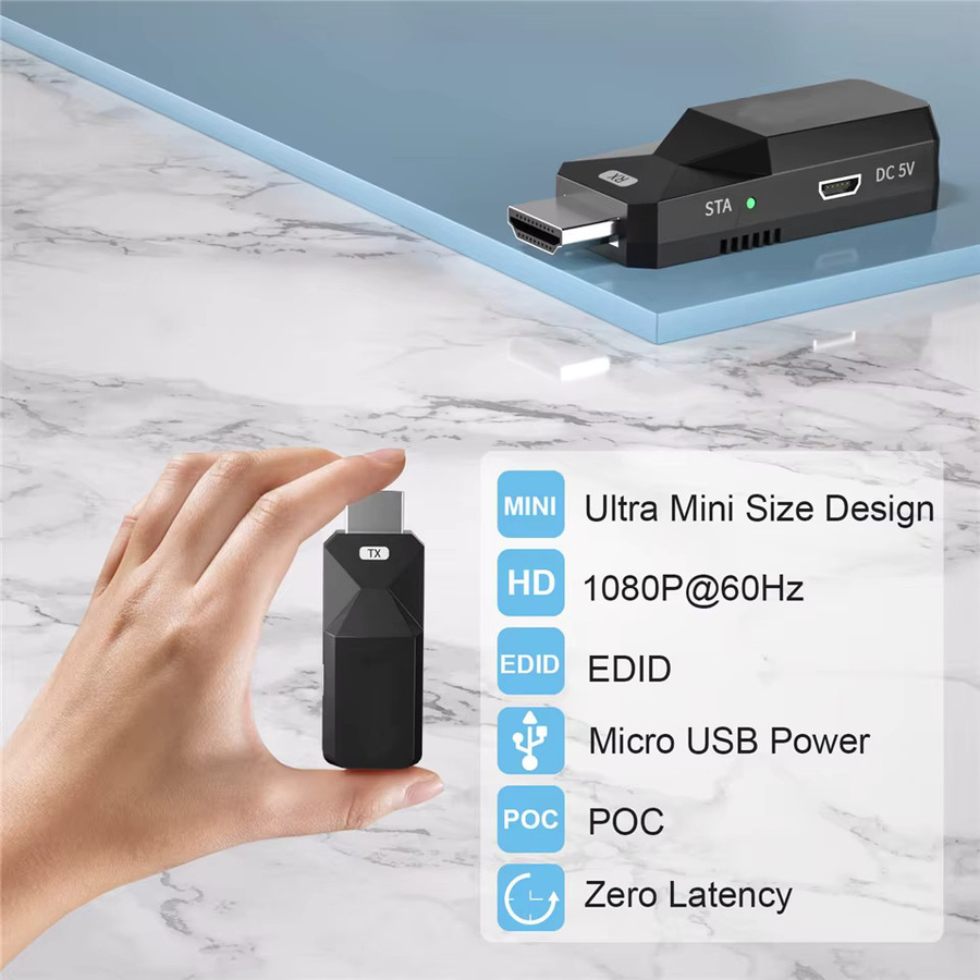 Navceker HDMI über IP Netzwerk Extender 1080P HDMI Sender mit PoE-Unterstützung für CAT5e und CAT6 LAN, Schwarz, 50m - Bild 3