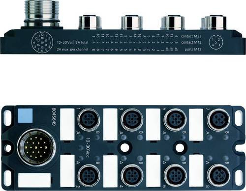 Escha Sensor/Aktorbox passiv 8I/OM12-5P3T 8045647 M12-Verteiler mit Metallgewinde in Schwarz - Bild 1