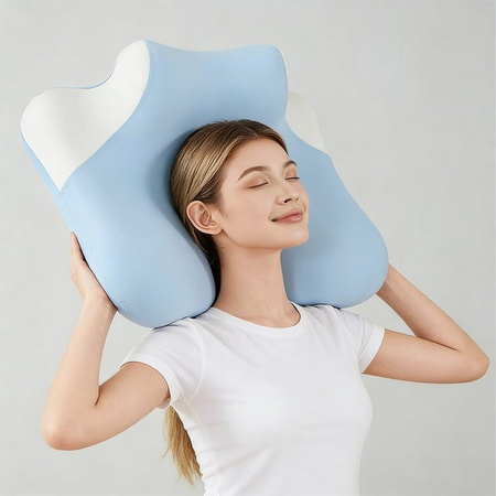 Foreverlily Memory-Schaum Nackenstützkissen Keilkissen in Grau oder Blau für Tiefschlaf und ergonomische Unterstützung
