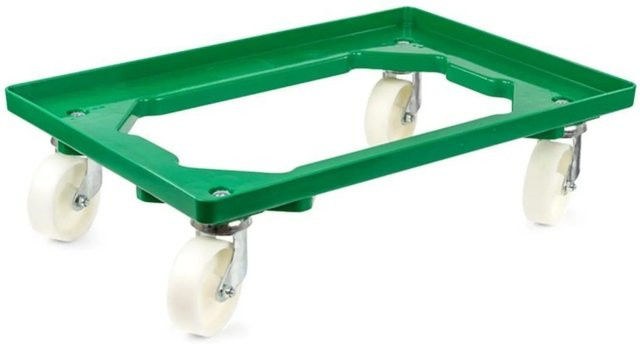 PROREGAL Transportroller für Euroboxen in Grün mit Kunststoffrädern und 4 Lenkrollen, Traglast 300 kg - Bild 1