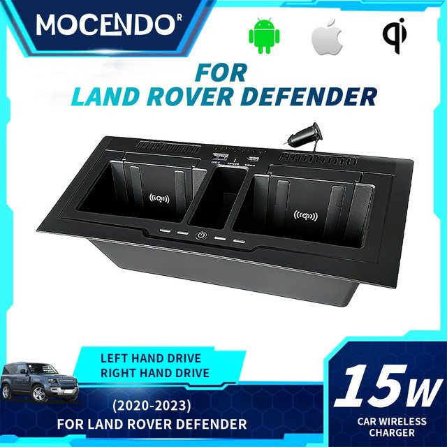 MOCENDO Drahtloses Schnelllade-Ladegerät und Handyhalterung für Land Rover Defender 2020-2022 in Schwarz - Bild 1