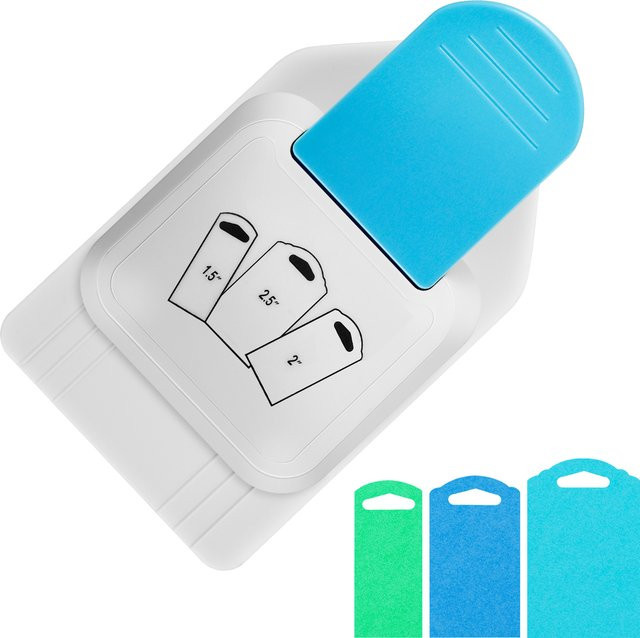 Multifunktionaler 3-in-1 Bastel-Tag-Stanzer in Weiß für DIY-Projekte, Lesezeichen und Grußkarten mit 1,5, 2 und 2,5 Zoll - Bild 1