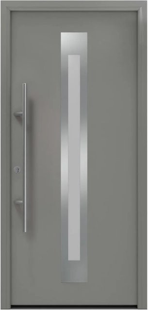EcoStar Haustür Isopro Secur IPS 770S in Graualuminium mit Glaseinsatz, Breite: 110 cm, Höhe: 210 cm, DIN Links - Bild 1