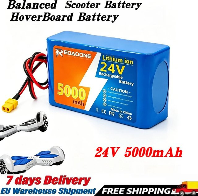 Aleaivy Lithium-Ionen-Akku 24 V 5000 mAh mit 18650 Zellen und Überladeschutz in Blau - Bild 1