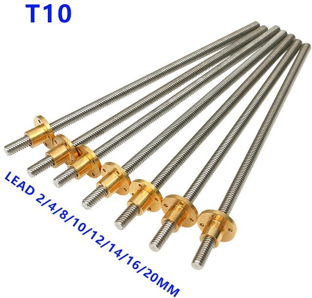 Trapezspindelschraube T10 aus 304 Edelstahl mit Mutter in Silber, Durchmesser: 10 mm - Bild 1
