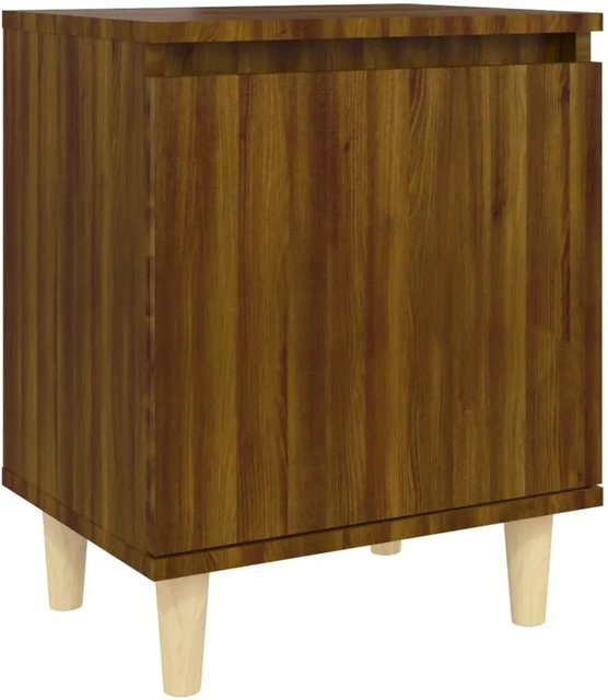 vidaXL Nachttisch in Eichen-Optik Braun mit Massivholz-Beinen aus Eukalyptus, B/T/H: 40 x 30 x 50 cm - Bild 1