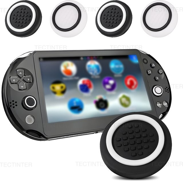 4er-Set TECTINTER Silikon Thumbstick Grip Abdeckungen für PlayStation PSV1000 und PSV2000 Konsole, Transparent - Bild 1