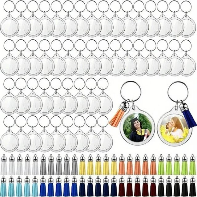 Anhänger Schlüsselanhänger, Acryl, rund, multicolor, Unisex - Bild 1
