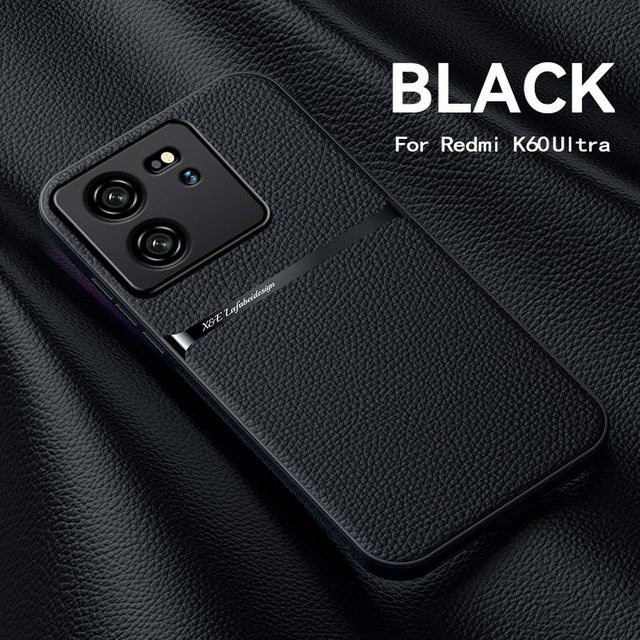 Magnetische Leder Handyhülle für Xiaomi 13T Pro, Xiaomi 13T und Redmi K60 Ultra in Schwarz, stoßfeste Abdeckung - Bild 1