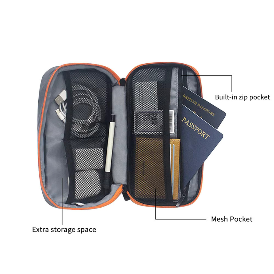 ValueWin Tragbare Elektronik-Organizer-Tasche in Grau mit USB-A und USB-C Anschlüssen zur Kabelaufbewahrung für Gadgets und Ladegeräte - Bild 3