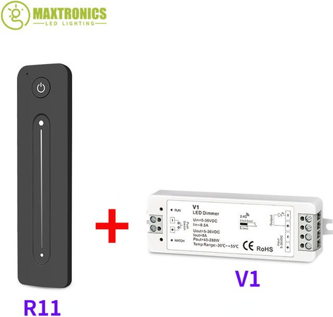 SAGE LU MEI LED Dimmer Wireless RF Switch mit 2,4G Touch Fernbedienung für einfarbige LED Streifen, PWM Helligkeitseinstellung, 5V-36V, 8A