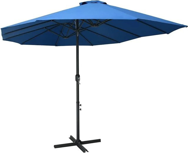 vidaXL Sonnenschirm mit Aluminium-Mast und Polyester-Stoff in Blau, B: 460 cm, T: 270 cm, H: 246 cm - Bild 1