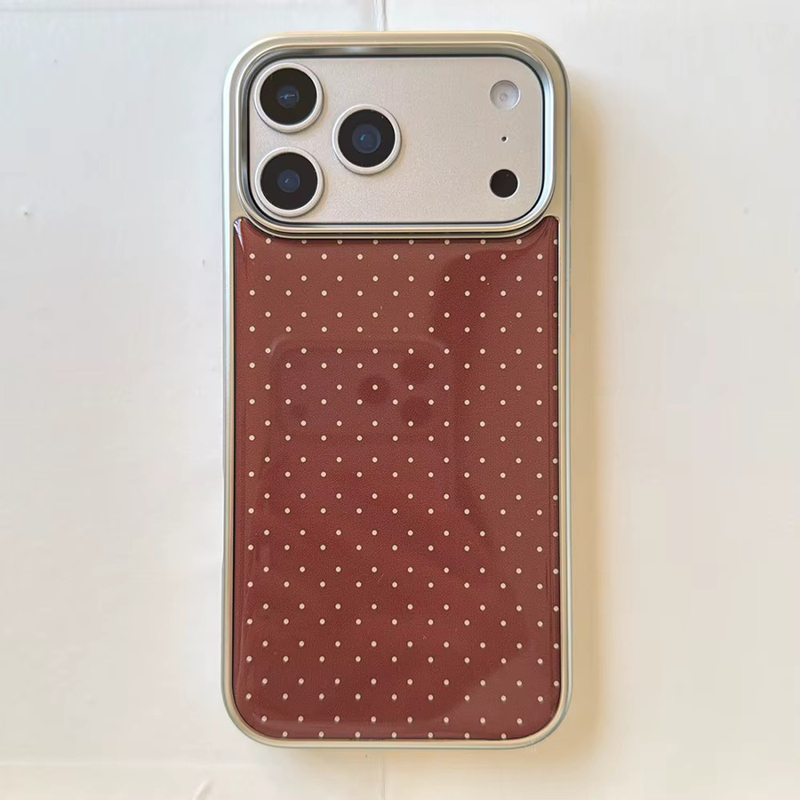 KASONPAI Stoßfeste iPhone Handyhülle mit Polka Dot Muster in Silber und Rot für iPhone 14, 15, 16 Pro Max und 17 Pro Max - Bild 1