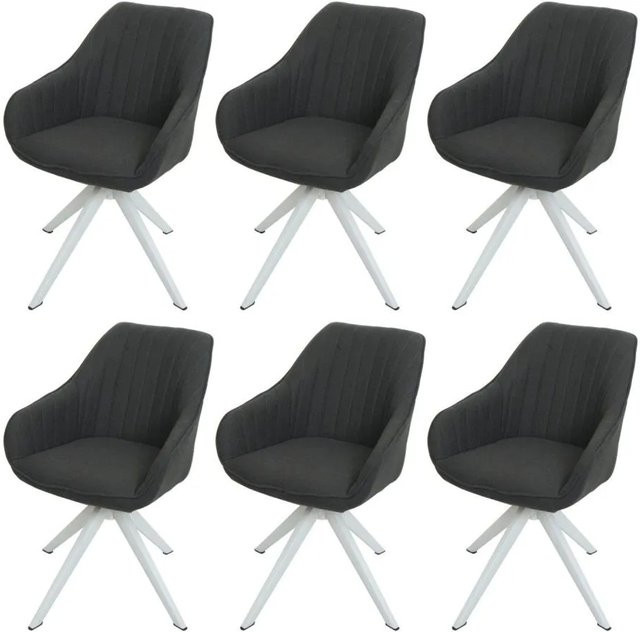 6er-Set MCW Esszimmerstühle K27 mit Armlehnen, drehbar, Stoff Textil, Dunkelgrau, B/T/H: 60 x 55 x 84 cm - Bild 2