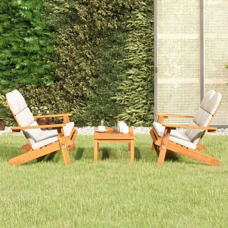 3-teiliges Adirondack Garten-Lounge-Set aus Massivholz Akazie von vidaxl in Beige - Bild 1