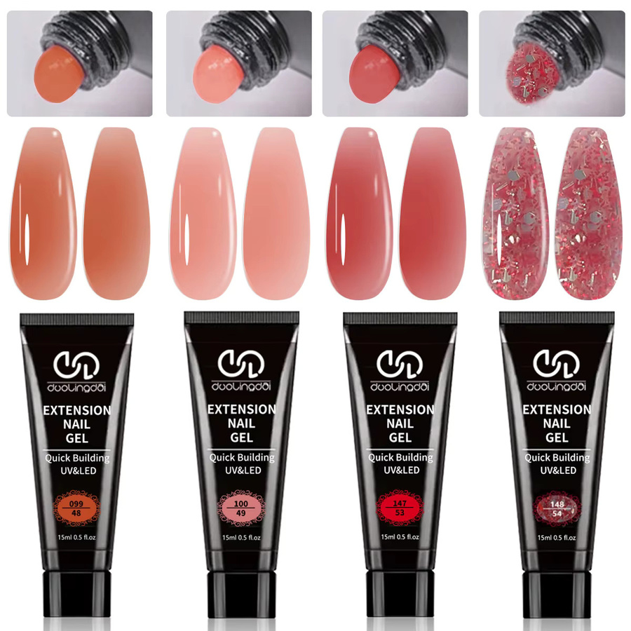 DUOLINGDAI Poly-Nagel-Gel-Kit, 6 Stück, 15 ml, Schimmernd, Unisex - Bild 2