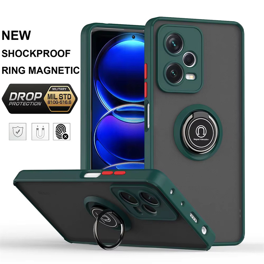 Magnetische Schutzhülle für Xiaomi Redmi Note 12 11 10 9 8 Pro mit Ringhalter in Schwarz und Blau - Bild 2