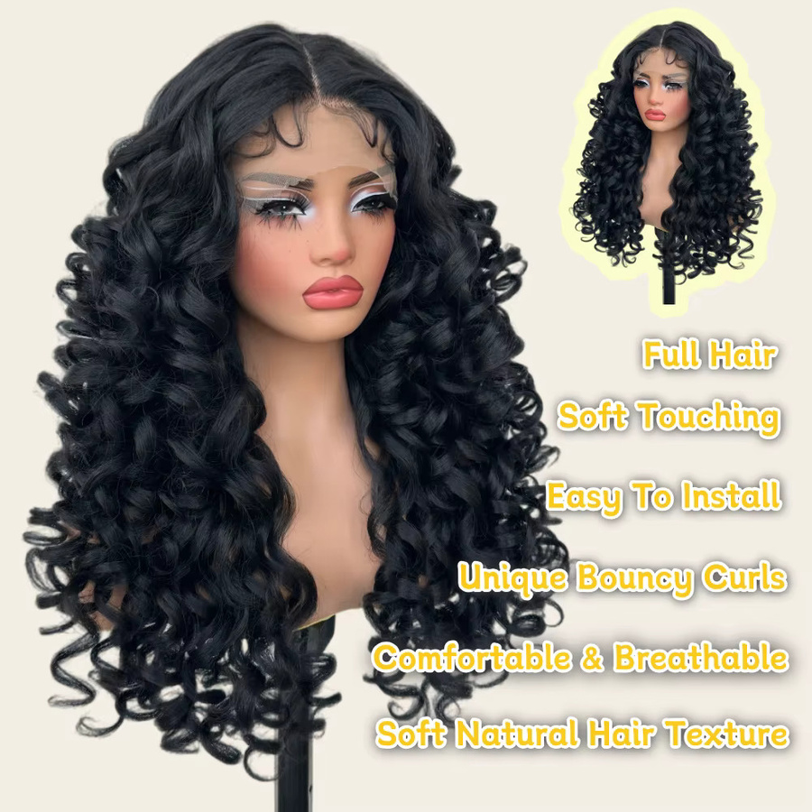 X-TRESS Haarperücke, Schwarz, Lange Lockige Haare, Damen, 22 Zoll - Bild 4