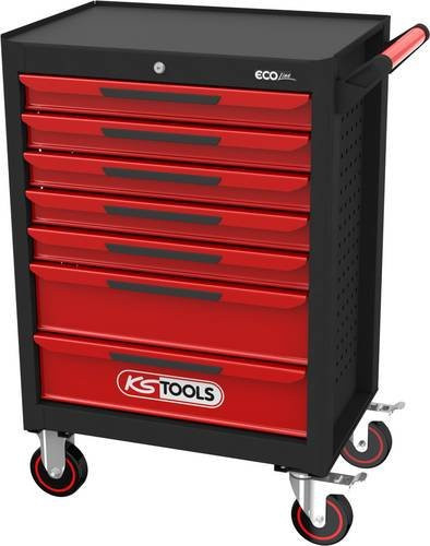 KS Tools ECOline Werkstattwagen aus Stahl mit 7 Schubladen, Schwarz-Rot, B: 101,4 cm, T: 45,9 cm, H: 74,8 cm - Bild 1