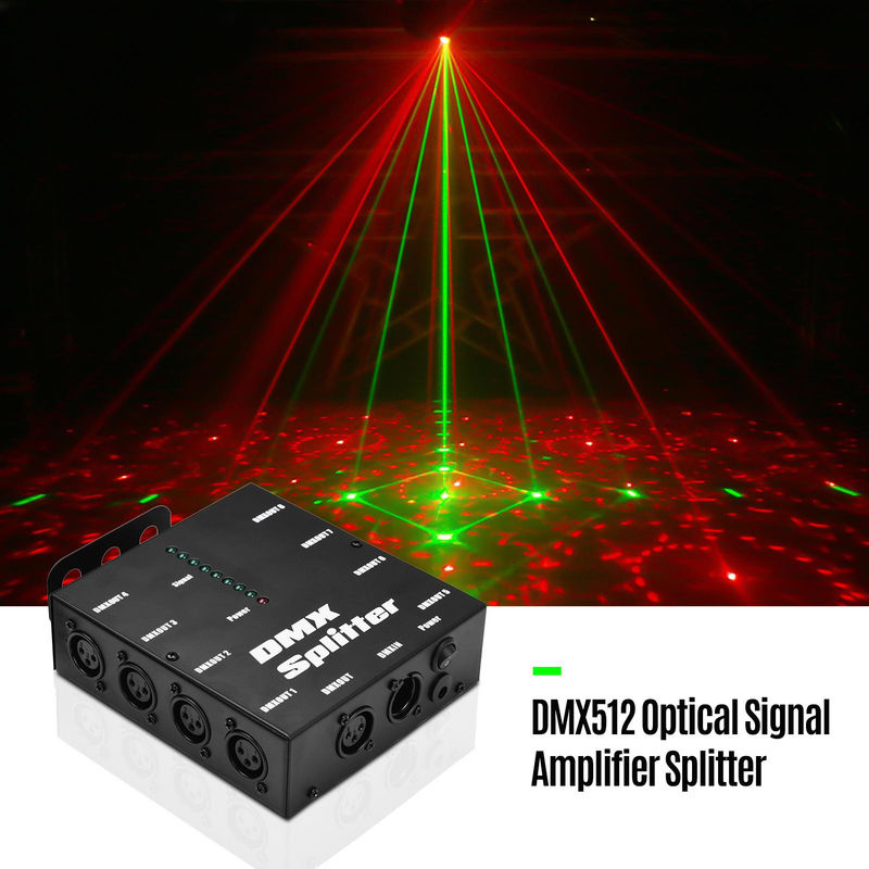 Andoer DMX512 Optischer Signalverstärker und Splitter mit 1 Eingang und 8 unabhängigen Ausgängen, EU-Stecker, Schwarz - Bild 9