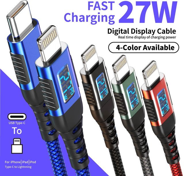 LAIHONEN USB-C auf Lightning Kabel für iPhone in Schwarz zur Schnellladung - Bild 1