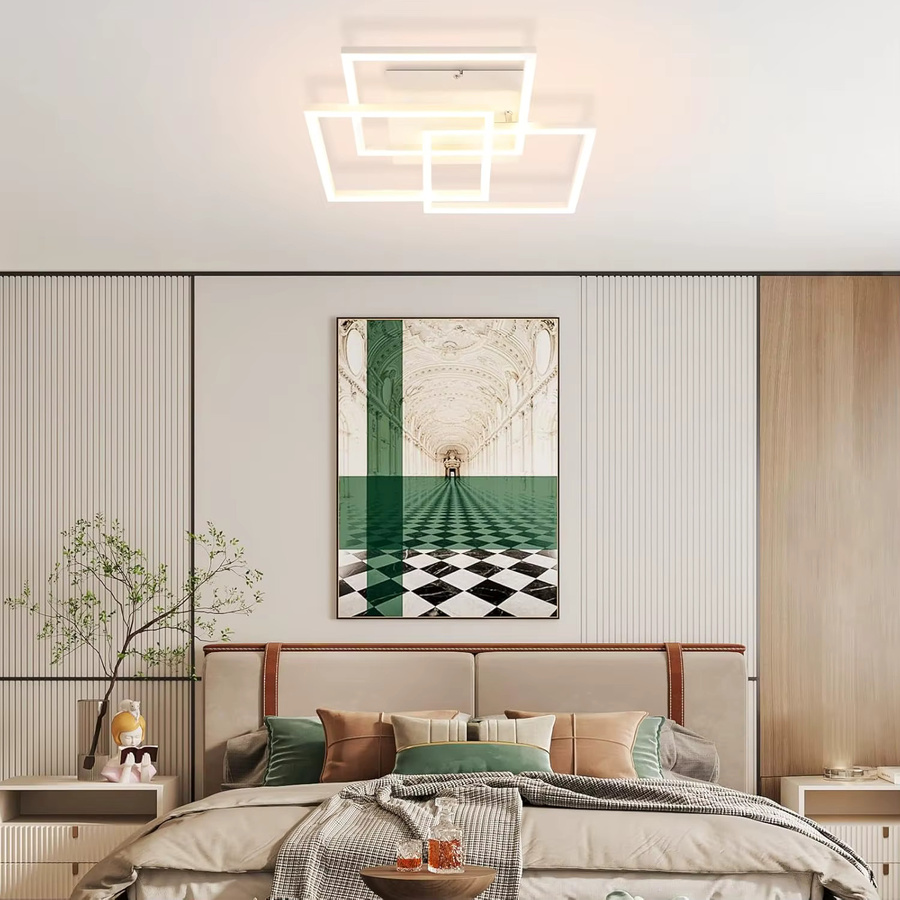Cliheet LED-Deckenleuchte in Weiß mit 3 Quadraten, 36W, dimmbar mit Fernbedienung, CCT Farbtemperatur für Wohnzimmer, Schlafzimmer, Küche und Kinderzimmer - Bild 2