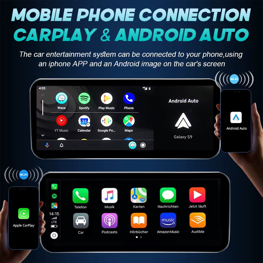 Nunoo Kabelloses CarPlay und Android Auto Autoradio mit GPS-Navigation und 256GB Speicher für Mercedes Benz SLK und SLC Klasse (2012-2018), Schwarz - Bild 3