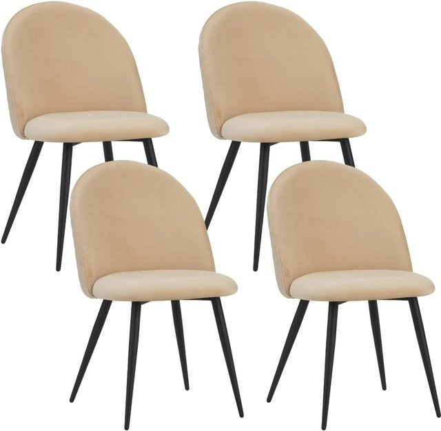 Albatros Esszimmerstuhl CAPO 4er Set Beige mit Samt-Bezug im Vintage Design - Bild 1