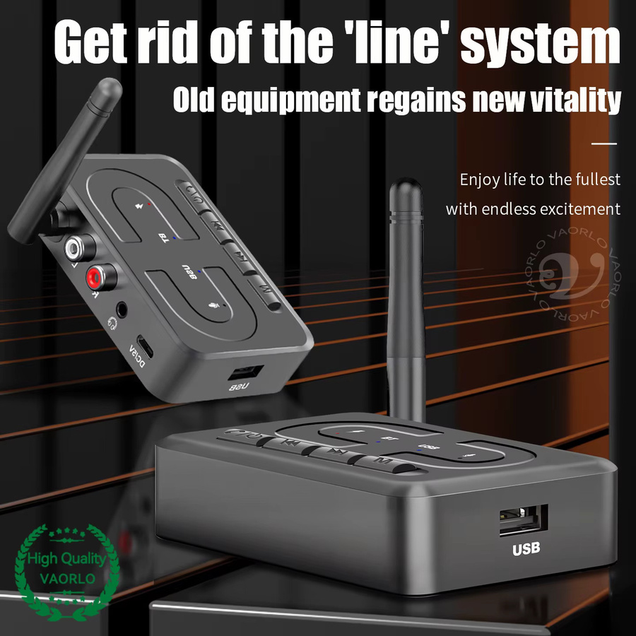 VAORLO Bluetooth 6.0 Audio-Empfänger in Schwarz mit 3,5-mm-AUX, RCA und USB-Wiedergabe für HiFi-Stereo-Systeme und Verstärker - Bild 2