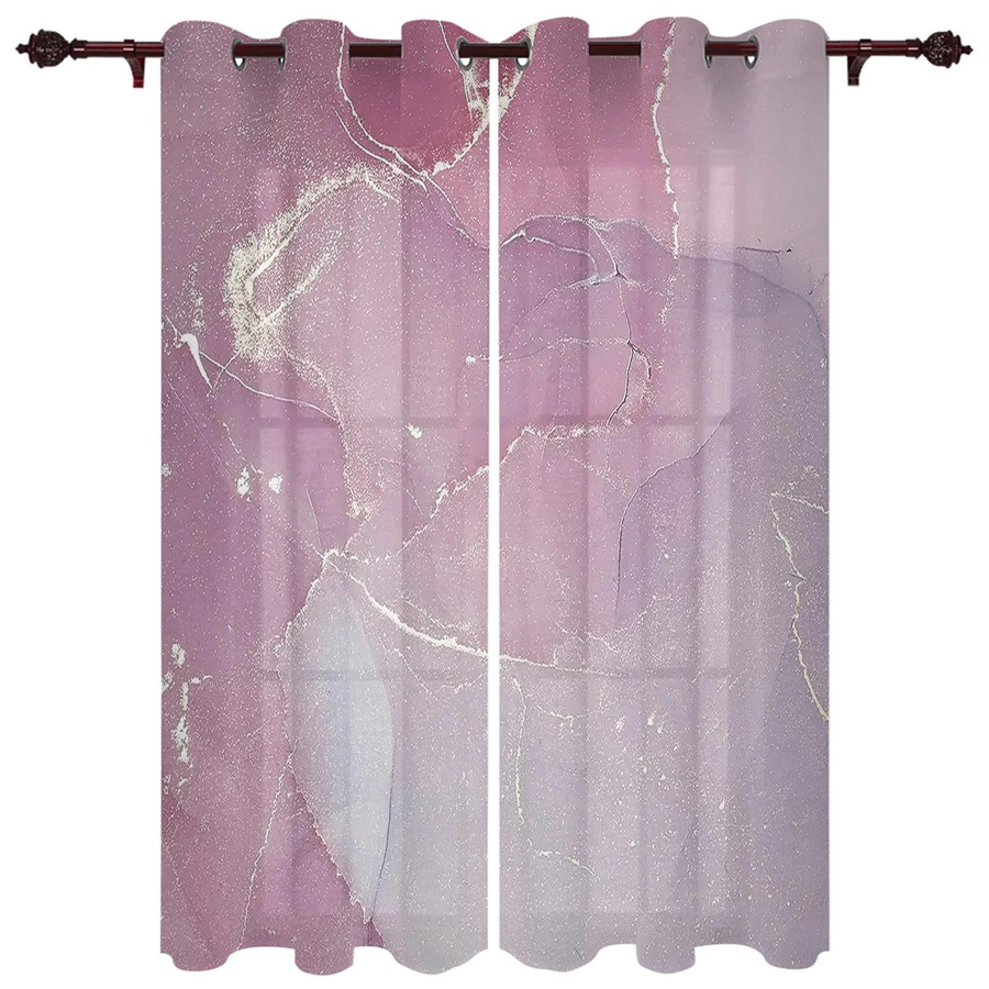 Moderne Vorhänge mit Marmorstruktur in Rosa von Household supplies MH, halbtransparent, Breite: 135 cm, Höhe: 60 cm - Bild 1