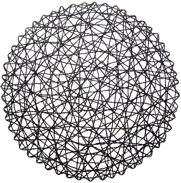 Schwarze runde Papier-Tischmatte von SuperMerchantEU mit grafischem Design, Durchmesser: 35 cm - Bild 1