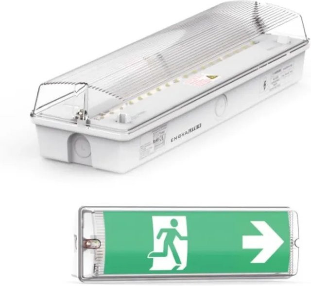 ENOVALITE LED Fluchtwegleuchte Notleuchte mit 3h Notstromakku, IP65 Notbeleuchtung zur Wandmontage in Weiß - Bild 1
