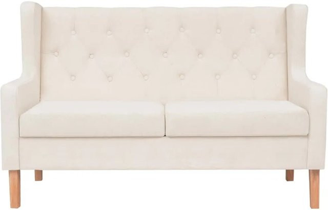 vidaXL 2-Sitzer Sofa im skandinavischen Design aus Stoff und Holz in Beige/Weiß, B/T/H: 140 x 68 x 90 cm - Bild 1