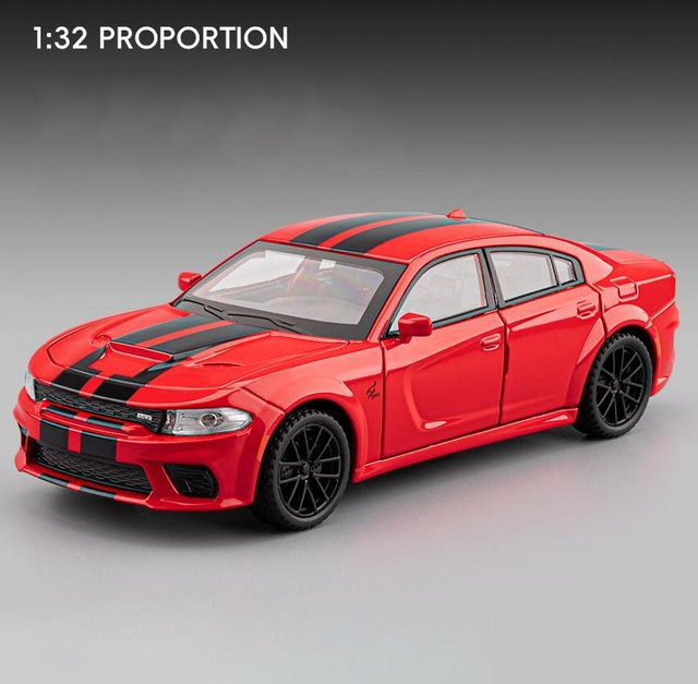 Linyi Toy Car Dodge Charger Srt Hellcat, Sportwagen Modell, 1:32, mit Licht und Sound - Bild 1