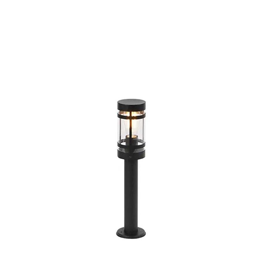 QAZQA Gleam Moderne Außenleuchte Schwarz mit Glas und E27 Fassung, IP44 Wandleuchte für Garten und Terrasse, Höhe: 50 cm - Bild 2
