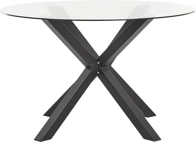 Runder Beliani Tisch MALETTO aus Glas und Aluminium in Schwarz und Transparent, Durchmesser: 120 cm, Höhe: 75 cm - Bild 1