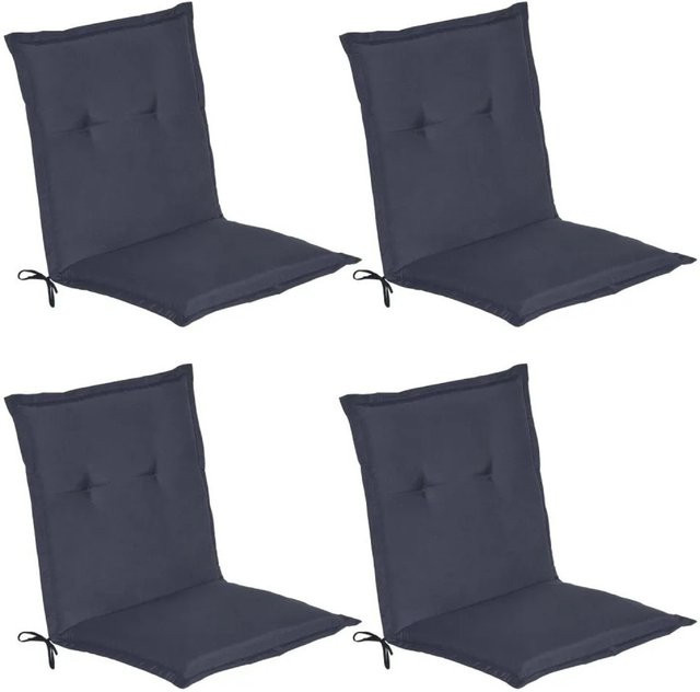 Beautissu Loft NL Niederlehner Sitzkissen Set Dunkelblau 4-teilig B/T/H: 100 x 50 x 6 cm - Bild 1