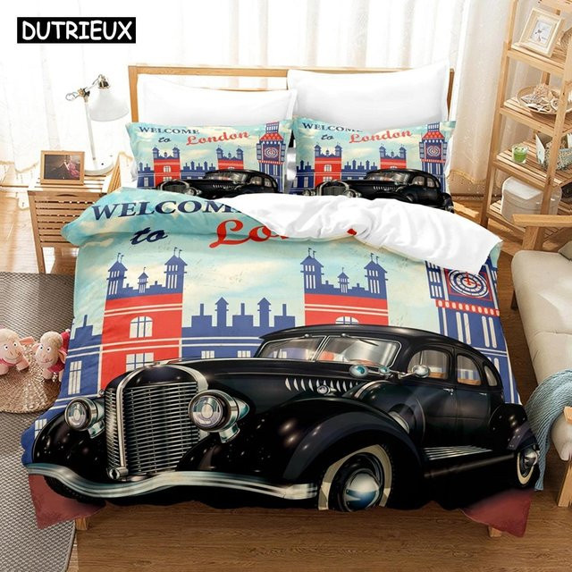 Bettwäsche-Set Binchi Outdoor Product mit 3D Vintage Oldtimer Motiv, Mikrofaser, Mehrfarbig, B/H: 200 x 230 cm - Bild 1