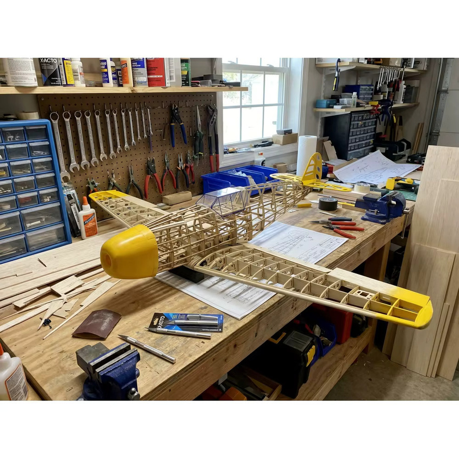 BF109 Flugmodell, Bausatz, 1020mm, Balsaholz - Bild 3