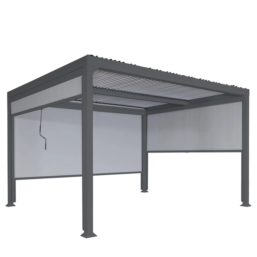 BERLINLODGE Alu Pergola Lamellen-Pavillon mit 3 Seitenwänden in Anthrazit, H x B x T: 224 x 370 x 306 cm - Bild 2