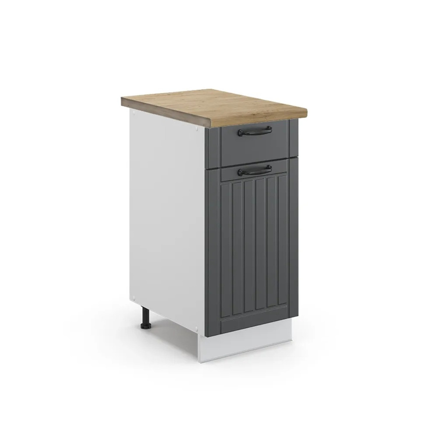 Vicco Küchenunterschrank Fame-Line in Anthrazit und Weiß mit Eiche-Optik im Landhausstil, B/T/H: 40 x 60 x 82 cm - Bild 2