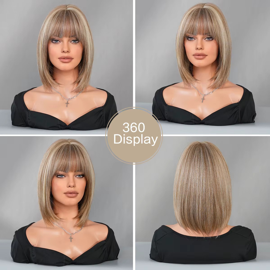 7JHH WIGS Synthetische Bob-Perücke, aschbraun, Damen - Bild 3