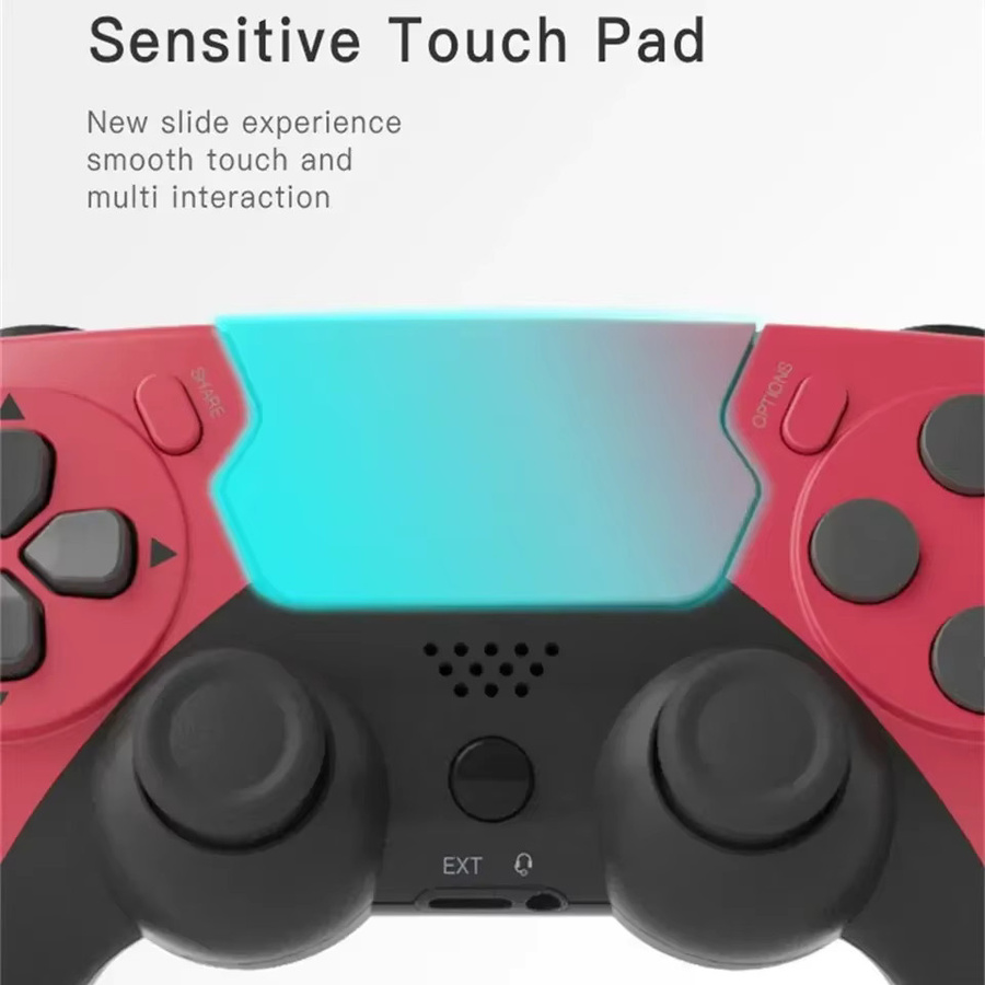 GAMINJA Wireless Gamepad P48 Bluetooth Controller mit Sechs-Achsen-Gyroskop und Dual-Vibration für PS4, PS3 und PC in Schwarz und Rot - Bild 2