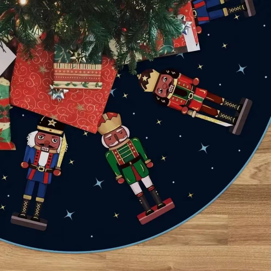VIKAMA Weihnachtsbaumrock mit Nussknacker-Soldatenmuster in Dunkelblau für deine festliche Weihnachtsdekoration - Bild 2