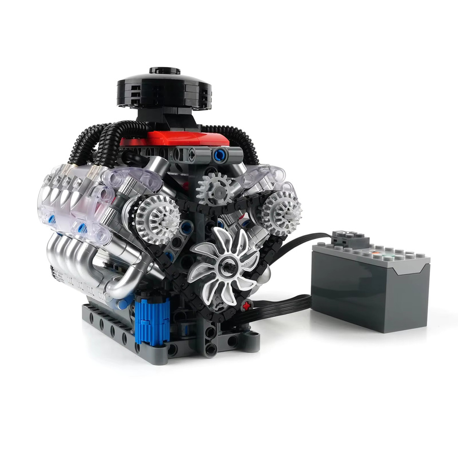 Wishiot V8 Motor Bausteine Set mit 660 Teilen, DIY MOC Technologie Modellbau für RC Autos, Mehrfarbig - Bild 3